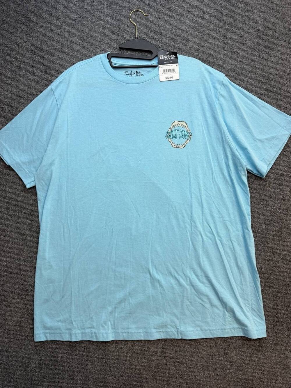 Salt Life Shark Bite Tall Mens LT Sky Blue Graphic T Shirt Big & Tall NWT